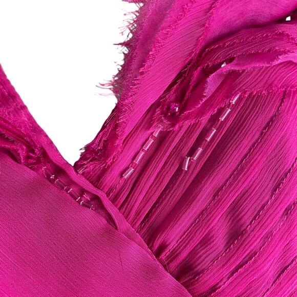 Tadashi Shoji Puff Shoulder Ruffle Cocktail Dress Pink Size 8 - Picture 6 of 9